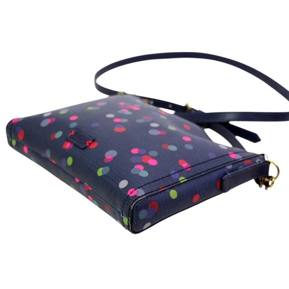 FOSSIL BLUE REAL COATED LEATHER POLKA DOT X-BODY SHOULDER BAG HANDBAG CLUTCH - Picture 9 of 16